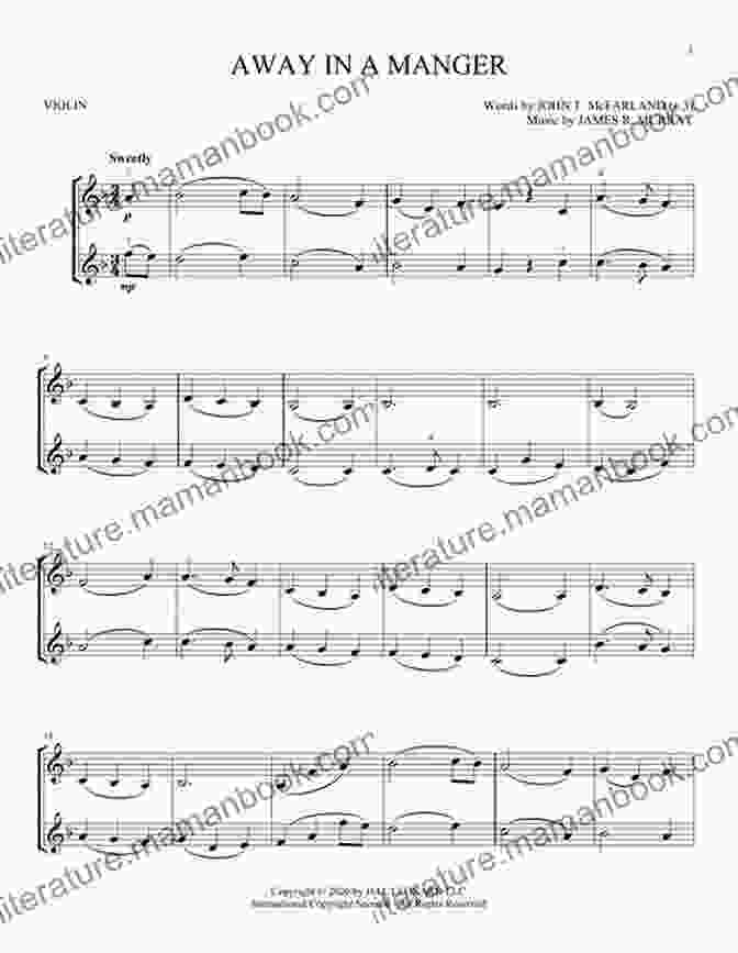 Away In A Manger Sheet Music Snippet For Violin Easy Violin Christmas Songs: 31 Favorites For Beginning And Intermediate Violinists