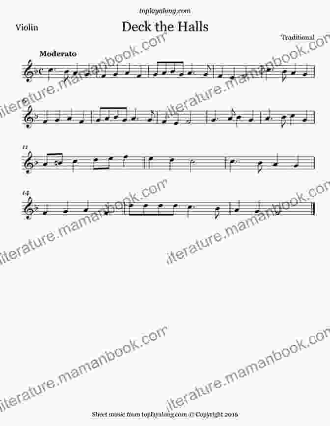 Deck The Halls Sheet Music Snippet For Violin Easy Violin Christmas Songs: 31 Favorites For Beginning And Intermediate Violinists